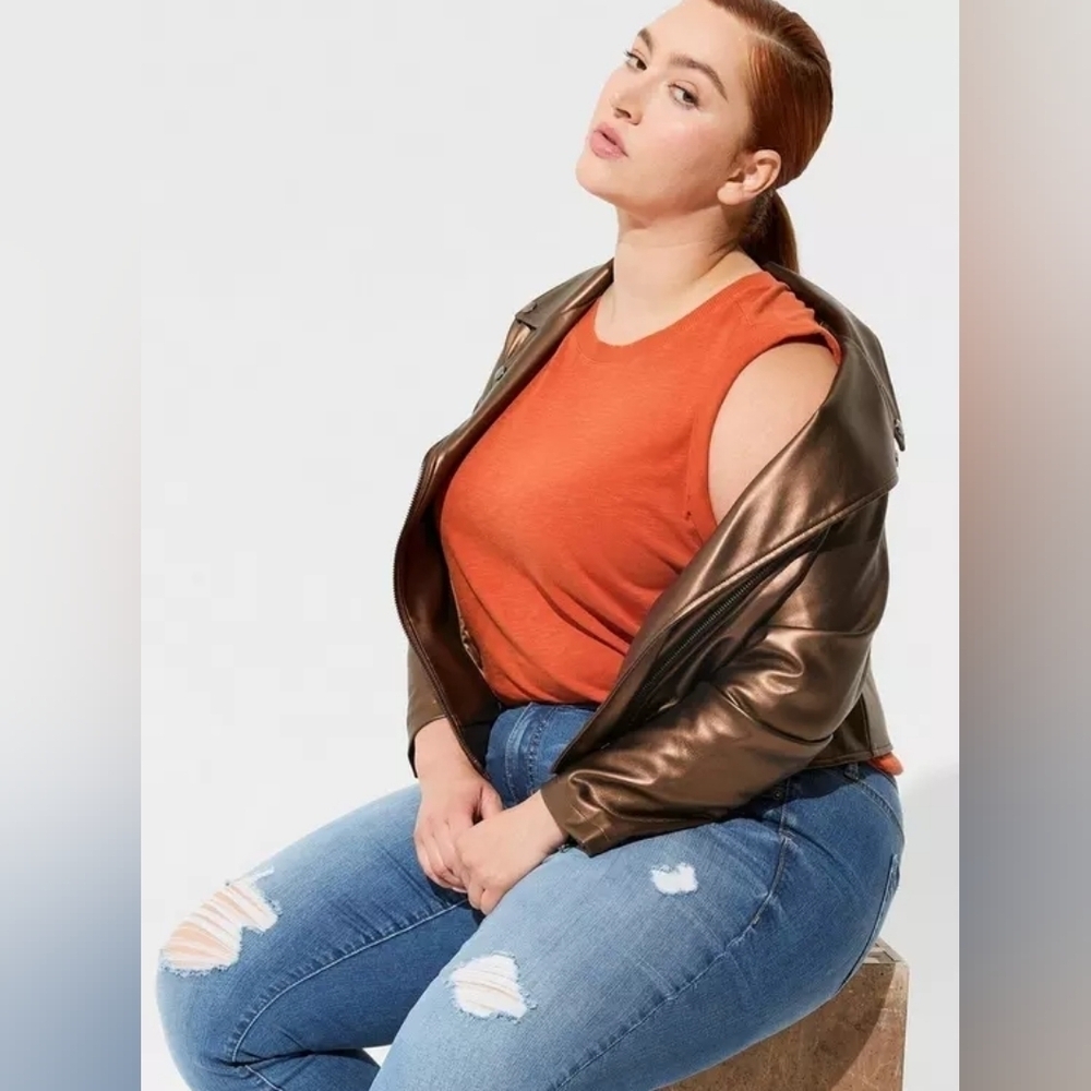 Torrid Super Soft Slub Crew Neck Roll Sleeve Muscle Tank Orange RooibosTea 2